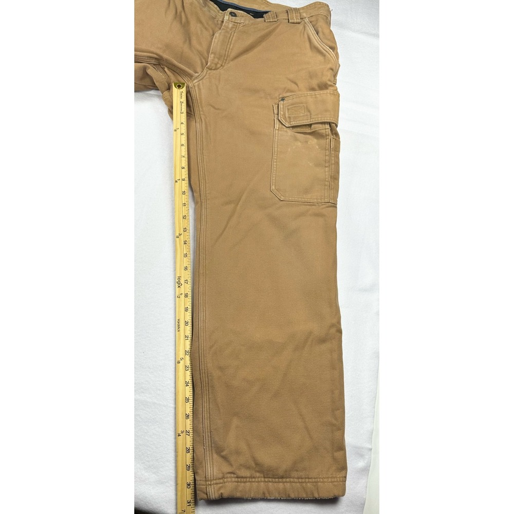 Duluth Trading Co Fleece Lined Tan Relaxed Fit Cargo Work Pants Brown Mens 38x32 - Picture 8 of 16